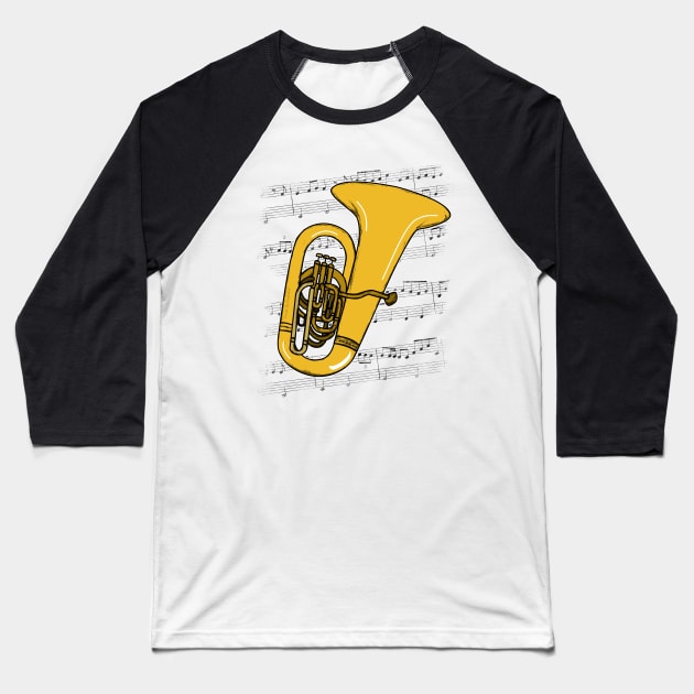 Tuba Player Tubaist Brass Musician (Colour) Baseball T-Shirt by doodlerob